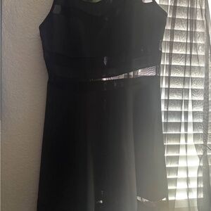 SHEIN Black Strapless A-Line Dress with Sheer Insets